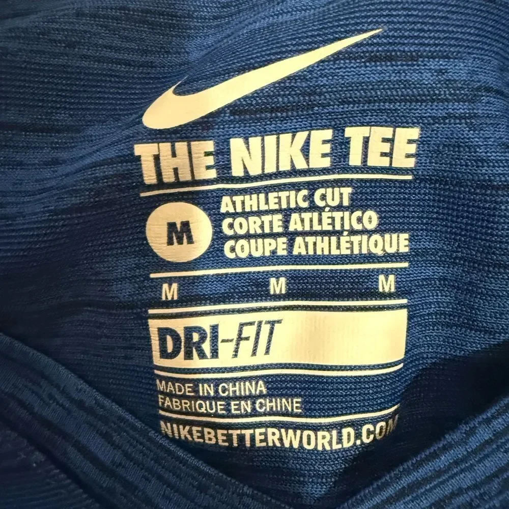 Nike Bright Striped Blue V-Neck Athletic Fit Dri-Fit size medium